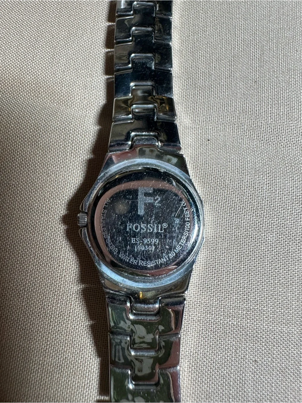 Fossil Silver Tone Watch with Pink Dial